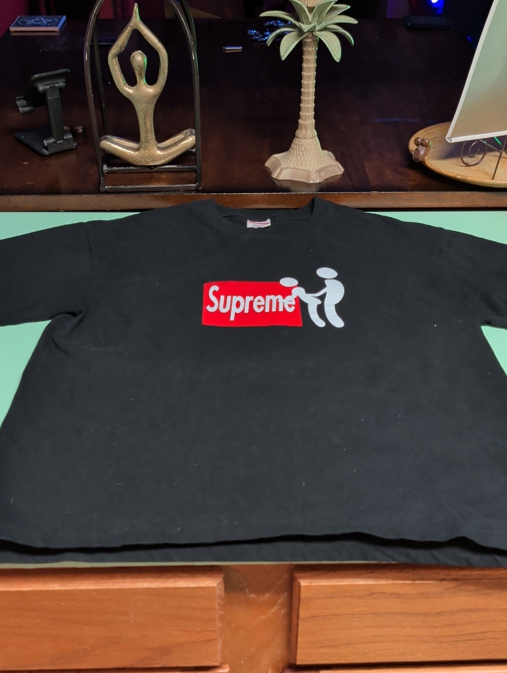 Supreme Black Crewneck with Red Box Logo and White Graphic